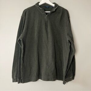 Izod Dark Green Pullover Quarter Zip Sweater Large